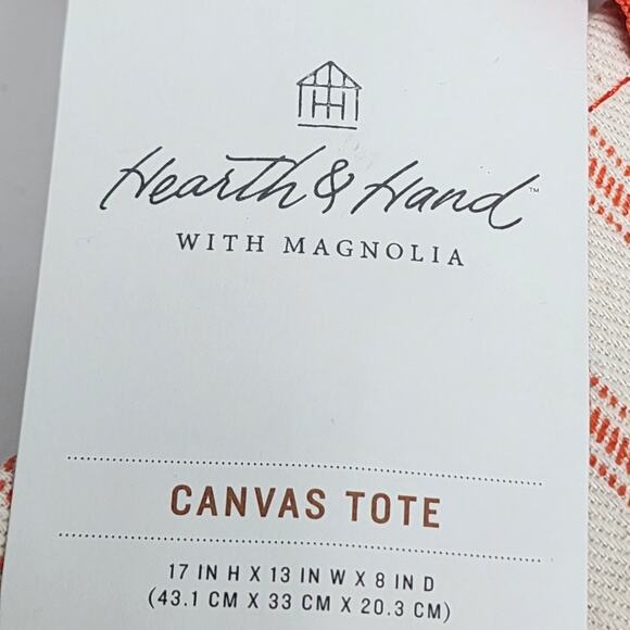 Hearth & Hand with Magnolia Engineered Striped Orange & Natural Market Tote NWT - Picture 6 of 6